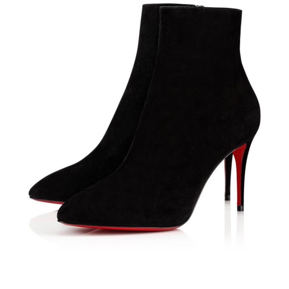 Christian Louboutin Black Suede Ankle Booties with Red Sole